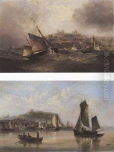 Reducing Sail At The Entrance To Whitby Harbour by Henry Redmore
