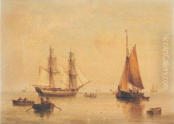 A Sailing Barge And Other Vessels Off The Coast - view 1