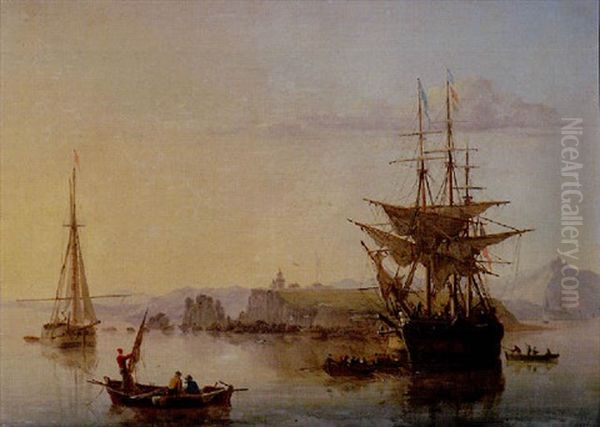 Shipping Becalmed Off A Rocky Coast - view 1