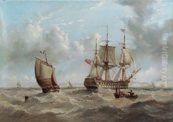 An Indiaman Hove To Off Dover For A Pilot - view 1