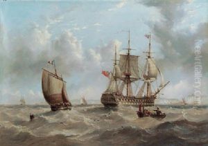 An Indiaman Hove To Off Dover For A Pilot by Henry Redmore