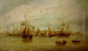 Shipping In The Harbour At Hull by Henry Redmore