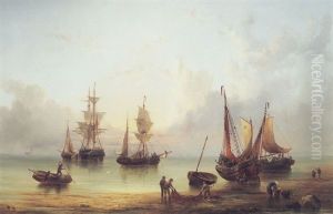 A Calm With Shipping Near A Shore by Henry Redmore
