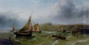 At The Harbour Mouth, Scarborough by Henry Redmore