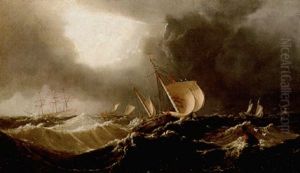 Fishing Luggers In A Heavy Swell by Henry Redmore
