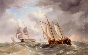 A Lugger And A Man-o-war In A Swell