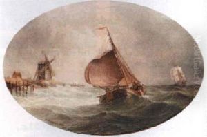 A Fishing Boat In A Choppy Sea by Henry Redmore