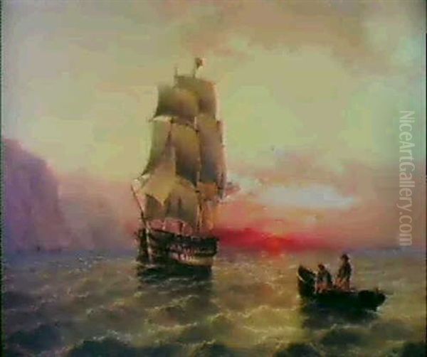 A Two-decker In Shore At Sunset - view 1