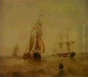 Dutch And British Ships Passing Off Dover by Henry Redmore