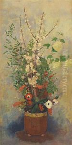Vase De Fleurs Avec Branches De Pommiers En Fleurs by Odilon Redon