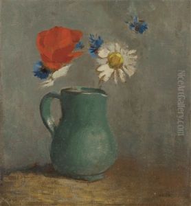 Pichet Au Coquelicot Et A La Marguerite by Odilon Redon