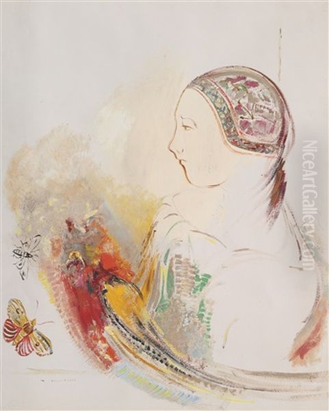 Profil D'enfant Ou Profil De Femme Avec Oiseau De Paradis - view 1