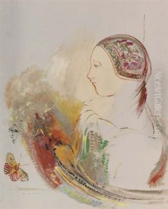 Profil D'enfant (profile De Femme Avec Oiseau De Paradis) by Odilon Redon