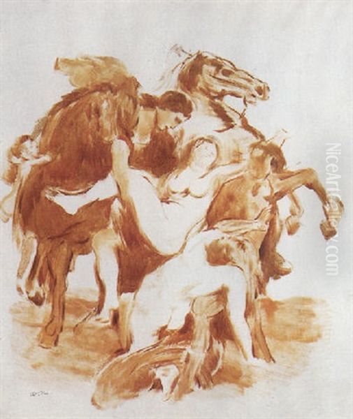 Etude D'apres L'enlevement Des Filles De Leucippe Par Rubens - view 1