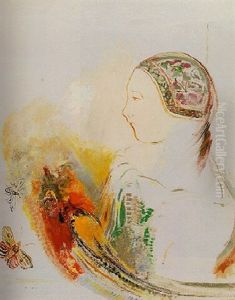 Profil D'enfant (profil De Femme Avec Oiseau De Paradis) by Odilon Redon