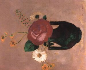 Rose Et Marguerites Dans Un Vase
