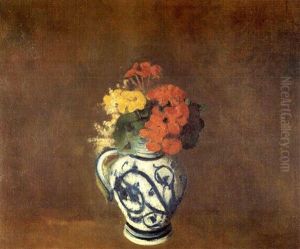 Geraniums Et Fleurs Dans Un Vase Gres by Odilon Redon
