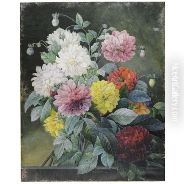 A Large Bouquet Of Dahlias - view 1