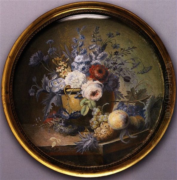 Blumenstilleben Mit Fruchten Und Vogelnest - view 1