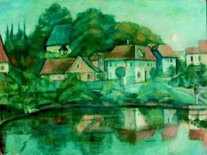 Thuringen, Landschaft Mit Dorf Am Weiher