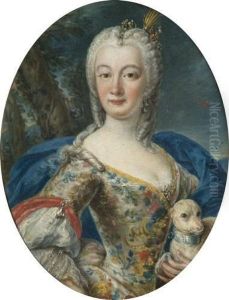 Portrait De Femme Avec Son Chien by Giuseppe Bonito