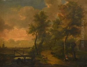 Paysage Au Moulin by Ignatius Josephus van Regemorter