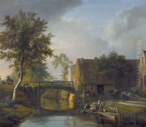 Dorfidylle Mit Wascherinnen Am Fluss by Ignatius Josephus van Regemorter