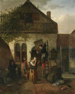 Die Versteigerung Des Gasthauses "jan Steen" by Ignatius Josephus van Regemorter