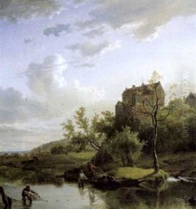 Heuvelachtig Landschap Met Vissers