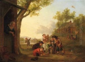 Kinderspiel Auf Dem Dorfplatz by Petrus Johann Van Regemorter