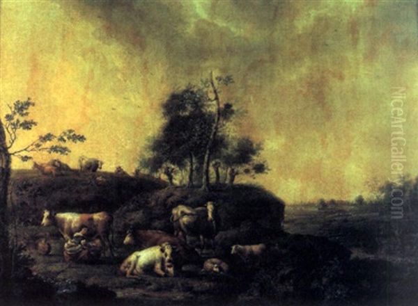 Le Repos Du Troupeau Dans Un Paysage - view 1