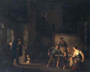Bauerliches Interieur Mit Eintretender Musikantengruppe by Petrus Johann Van Regemorter