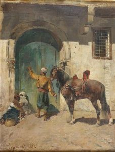 Cavalier Arabe A La Porte by Emile Regnault de Maulmain