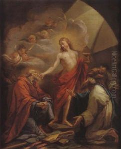 Saint Denis, Saint Rustique Et Saint Eluthere Recevant La Communion Des Mains De Jesus-christ