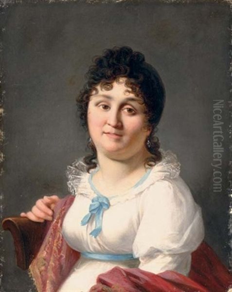 Portrait Of Madame Regnault In A White Dress With A Paisley Shawl - view 1