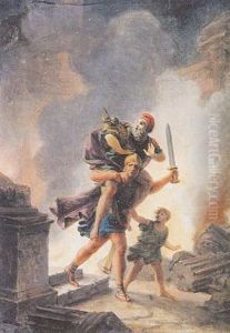 Enee Et Anchis Fuyant L'incendie De Troie by Jean-Baptiste Regnault