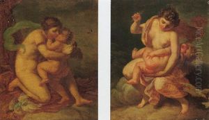 Cupid And Venus Embracing by Jean-Baptiste Regnault
