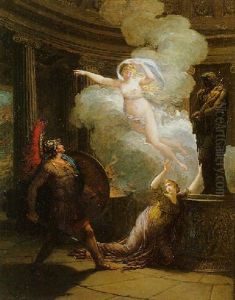 Helene S'etant Retiree Dans Le Temple De Vesta Pendant L'embrasement De Troie, Est Secourue Par Venus, Au Moment Ou Enee Allait L'immoler