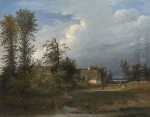 Scene D'un Village Du Pays De Caux by Auguste Jacques Regnier
