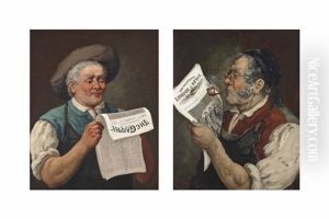 A Man Smoking A Pipe Reading The Illustrated London News, Saturday 9 March Edition (+ A Man Reading A Copy Of The Graphic Dated Saturday May 24, 1879 (both Illustrated); 2 Works) by Claude Regnier