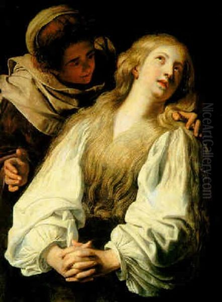 The Penitent Magdalene With A Maidservant by Nicolas Regnier
