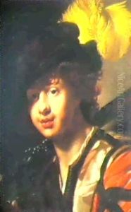 A Youth With A Plumed Cap Carrying A Musket