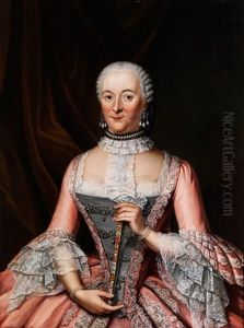 Portrait Einer Hofisch Gekleideten Dame Mit Facher