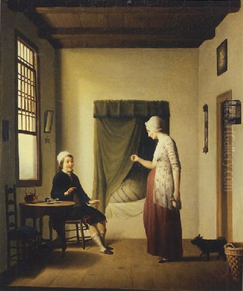 A Lady And A Gentleman In An Interior - view 1