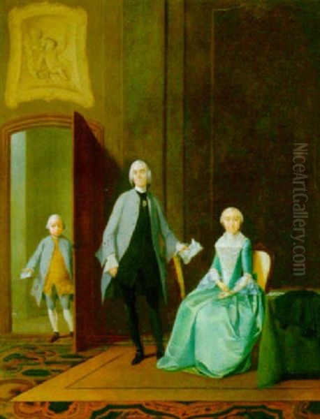 A Portrait Of A Family In An Elegant Interior - view 1