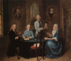 A Family Group Seated Around A Table A Family Group Seated Around A Table