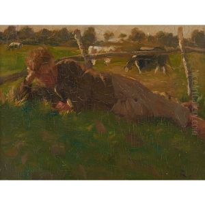 Boy Lying In A Field by Julius Christian Rehder