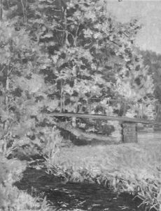 Sommerlicher Park Mit Brucke Und Bach Sommerlicher Park Mit Brucke Und Bach
