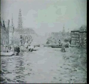 Im Hafen Von Kopenhagen, Blick Auf Die Stadt by Julius Christian Rehder