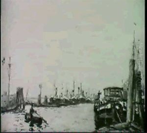 Harbor Scene, Hamburg by Julius Christian Rehder